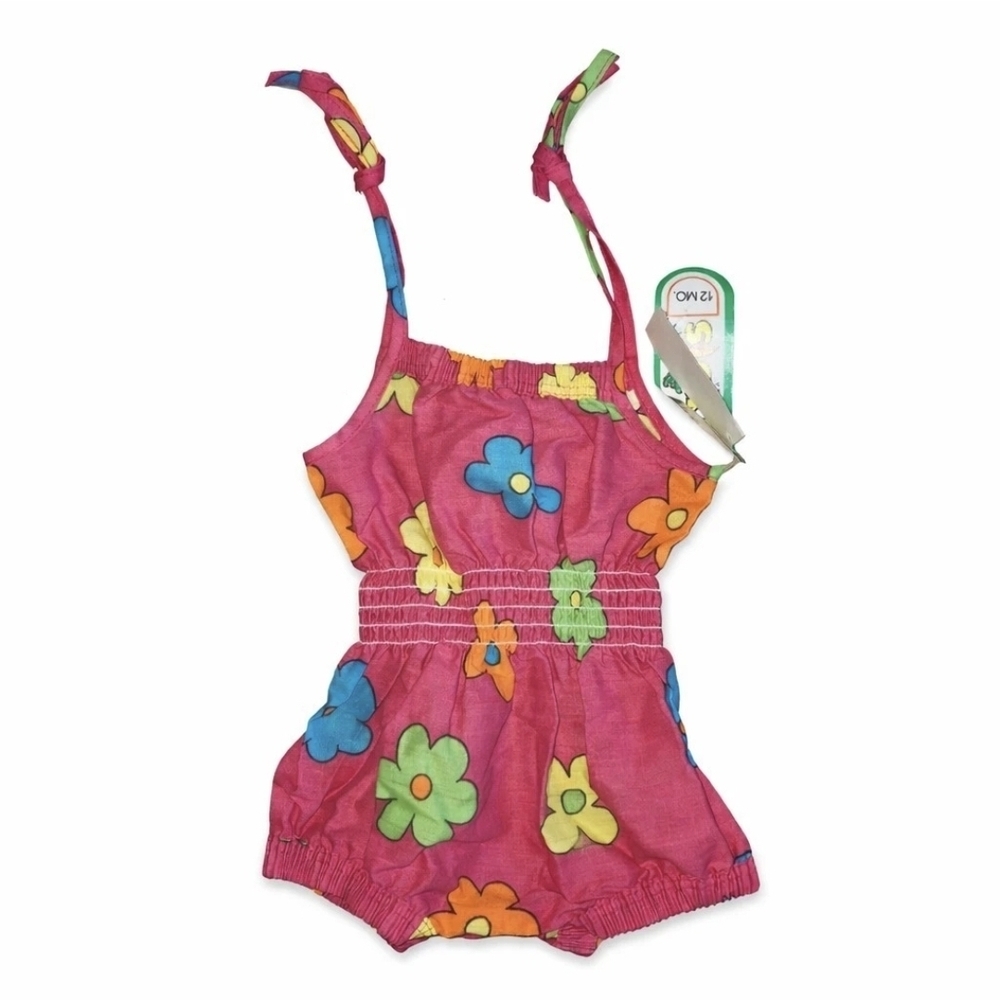 Carrots Baby Romper 12 Months NWT Floral Halter Pink Retro Summer Outfit Vintage